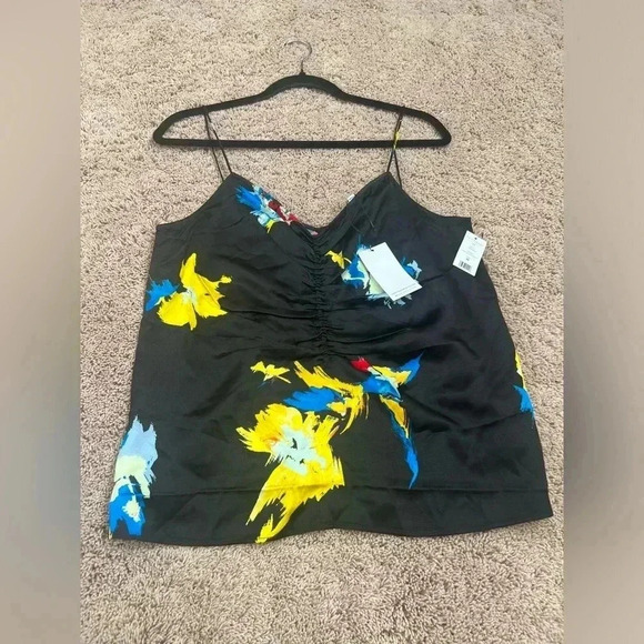 NWT new Anthropologie equipment Lexi ruched cami black medium sleeveless top - Picture 17 of 17